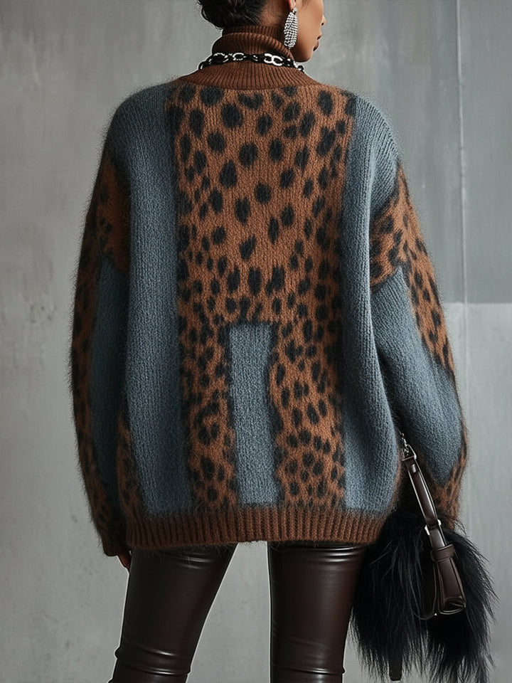 Leopard print rullekrave sweater — 5