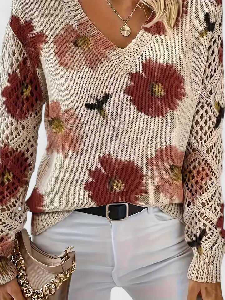 Aurélie | Elegant blomstret striktrøje — 2