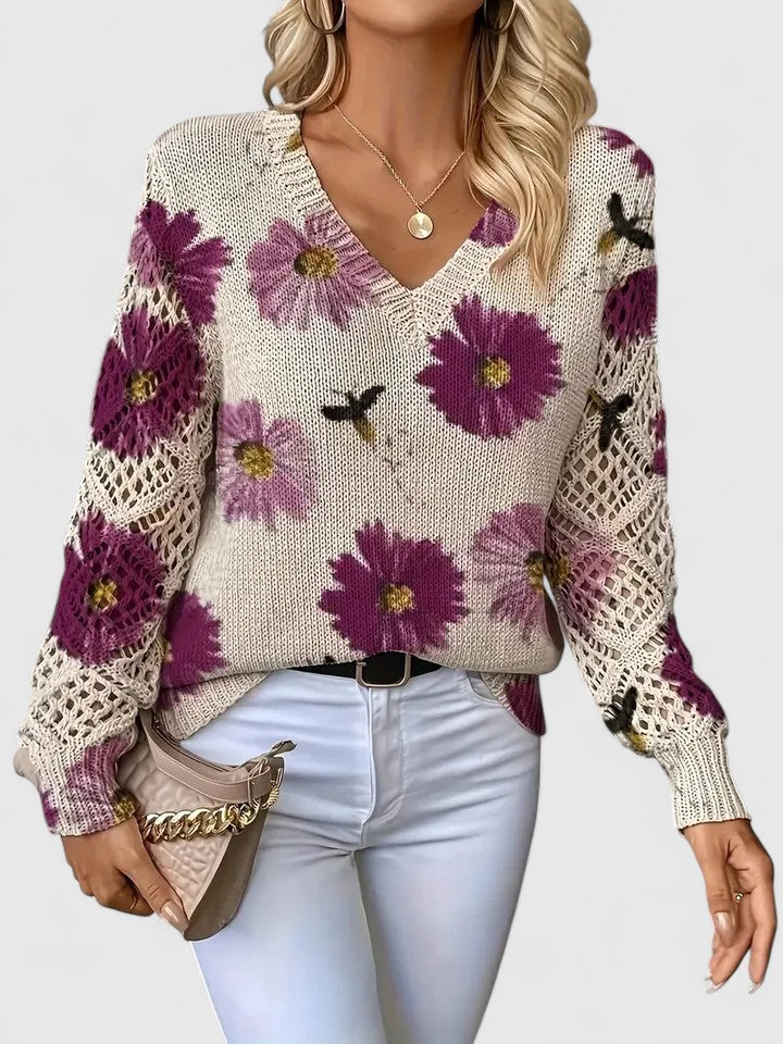 Aurélie | Elegant blomstret striktrøje — 5