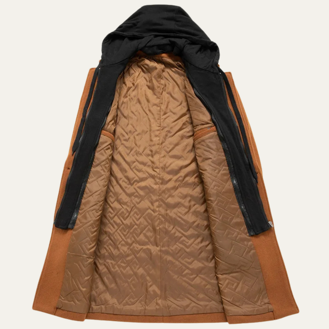 Freja Andersen | Herre med hætte uld Overcoat med quiltet Lining