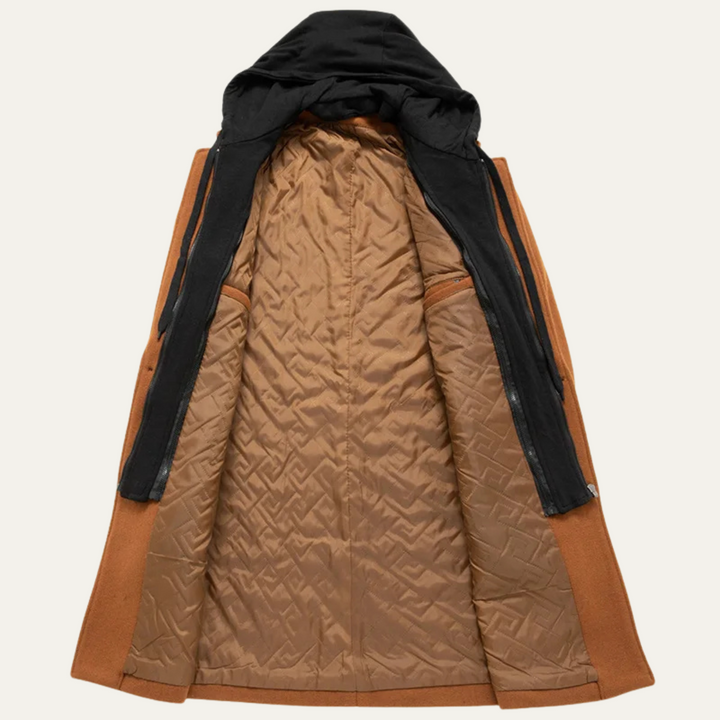 Freja Andersen | Herre med hætte uld Overcoat med quiltet Lining