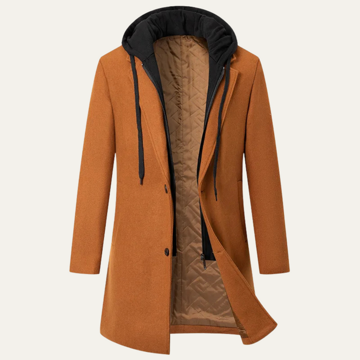 Freja Andersen | Herre med hætte uld Overcoat med quiltet Lining