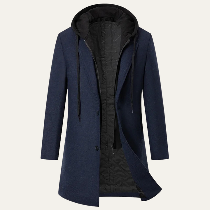 Freja Andersen | Herre med hætte uld Overcoat med quiltet Lining