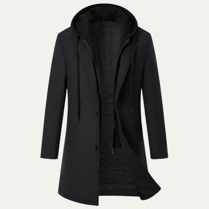 Freja Andersen | Herre med hætte uld Overcoat med quiltet Lining