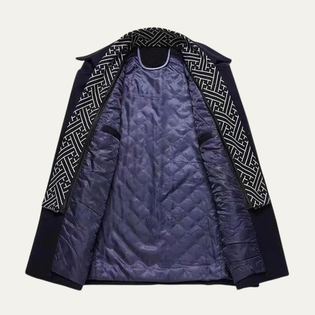 Freja Andersen | Herre stilren dobbeltknappet vinter trenchcoat