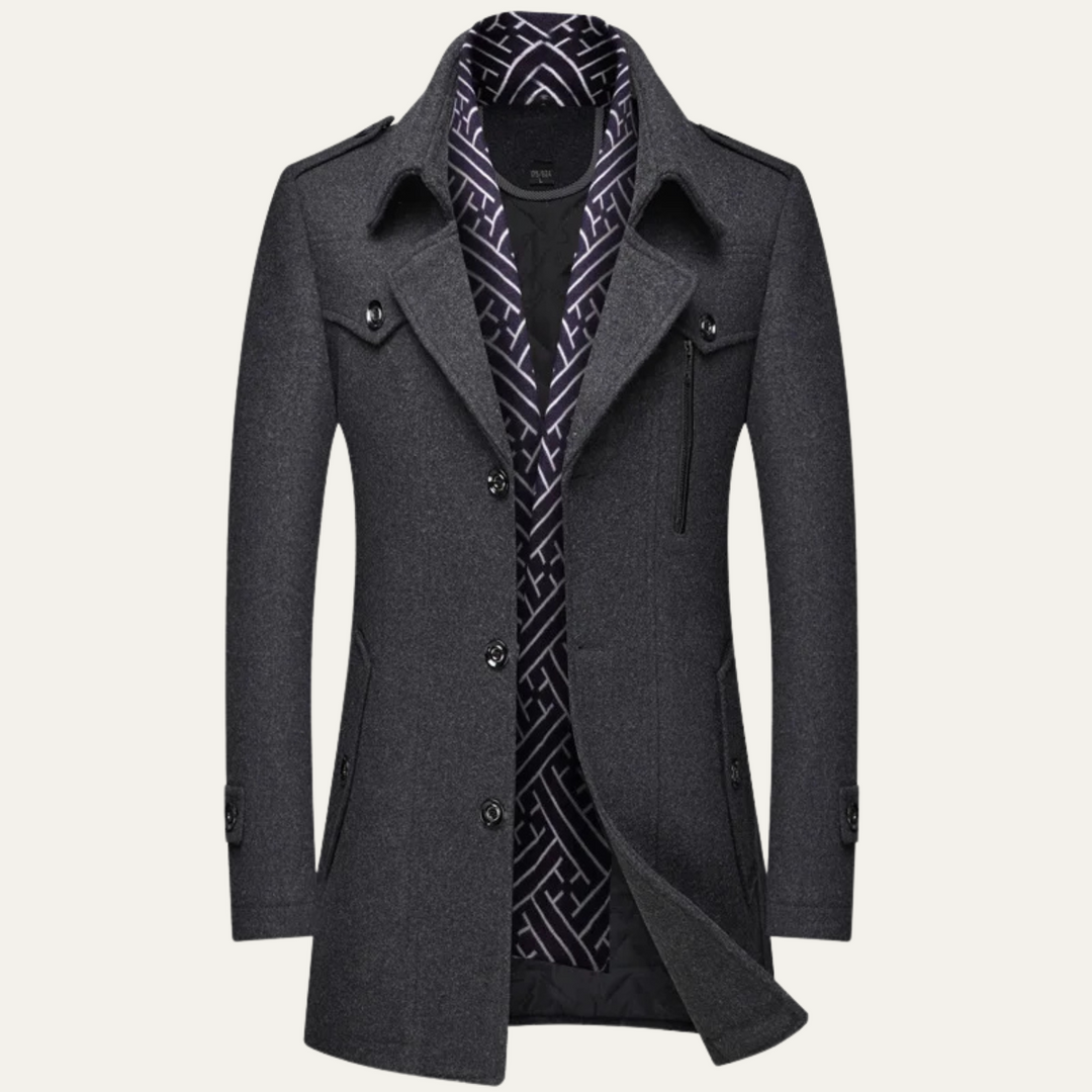 Freja Andersen | Herre stilren dobbeltknappet vinter trenchcoat