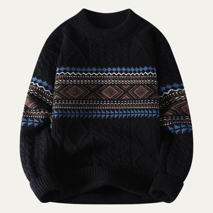 Crestmoor | Herre strik varm rund hals trøje med Nordic Pattern