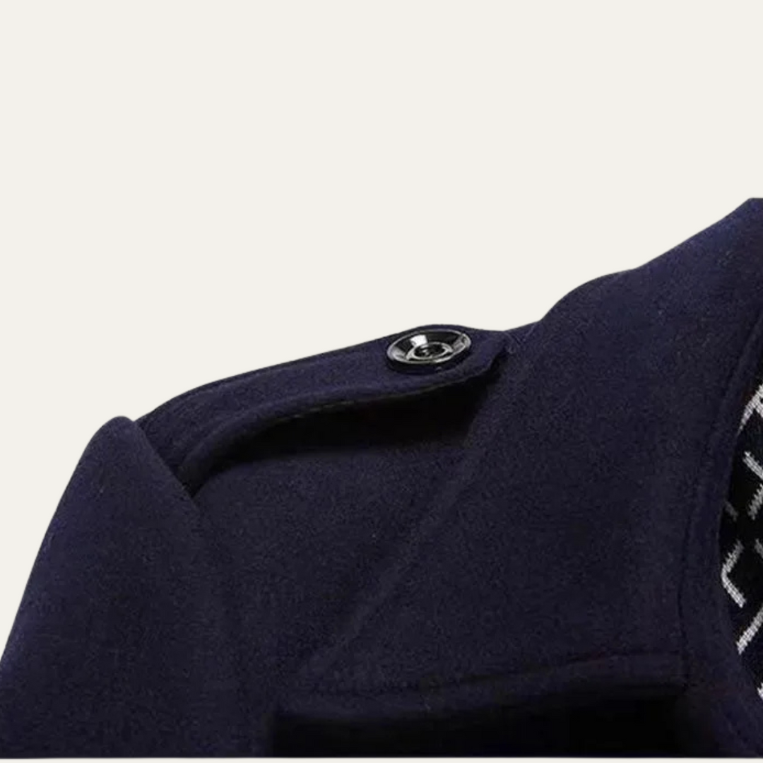Freja Andersen | Herre stilren dobbeltknappet vinter trenchcoat