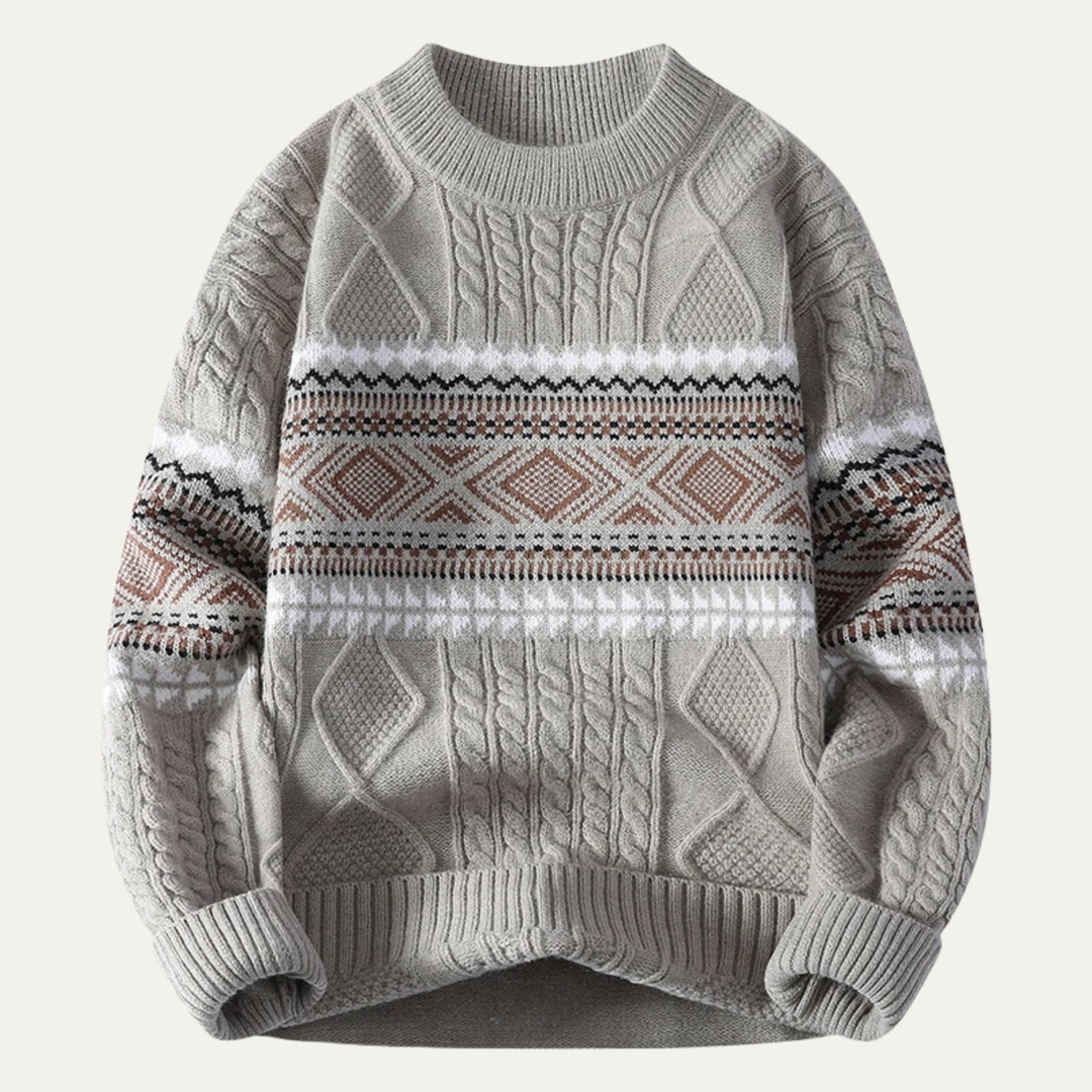 Crestmoor | Herre strik varm rund hals trøje med Nordic Pattern