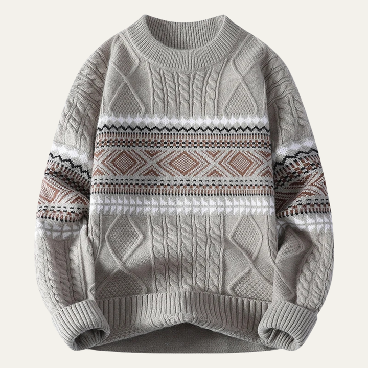 Crestmoor | Herre strik varm rund hals trøje med Nordic Pattern