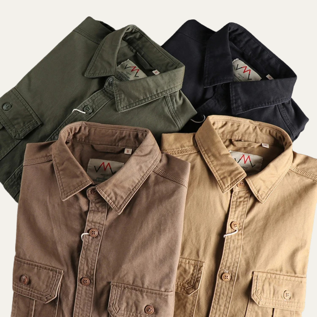 Freja Andersen | Herre vintage Washed Utility afslappet skjortejakke