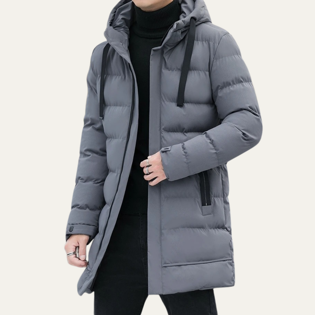 Freja Andersen | Herre Stylish Longline sort puffer frakke