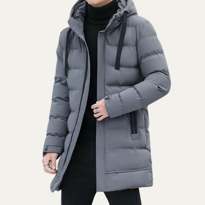 Freja Andersen | Herre Stylish Longline sort puffer frakke