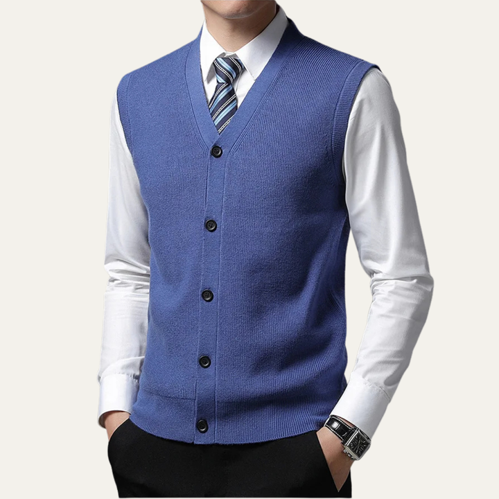 Freja Andersen | Herre stilren knap strik Waistcoat