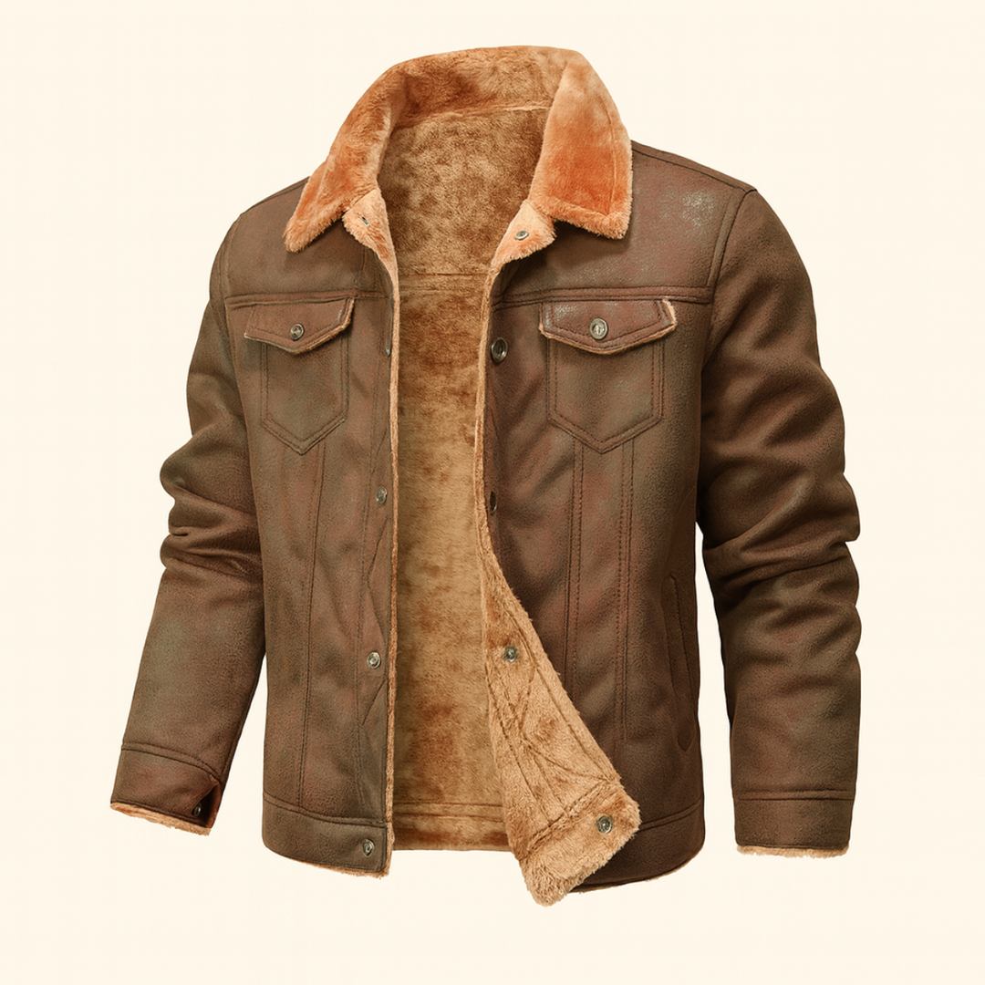 Freja Andersen | Herre Shearling vintage læder jakke