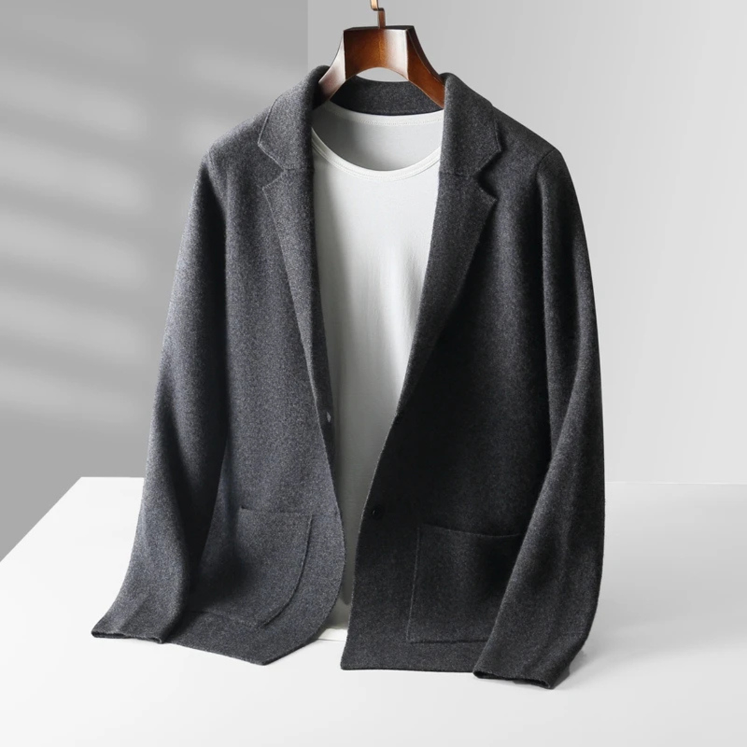 Freja Andersen | Herre blød jakkesæt krave merino uld strik cardigan