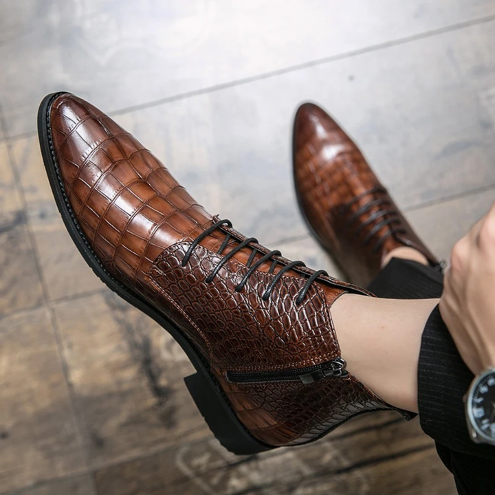 Orvieto | Herre Crocodile Pattern læder Ankle støvler - brun