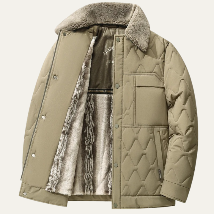 Lacco Ameno herre Fur Lined quiltet vinter jakke med sherpa krave