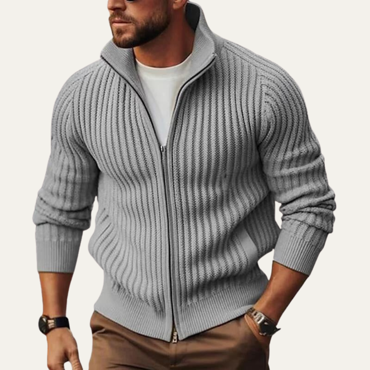 Maplewood Park herre moderne strik varm stående krave Zip Up cardigan
