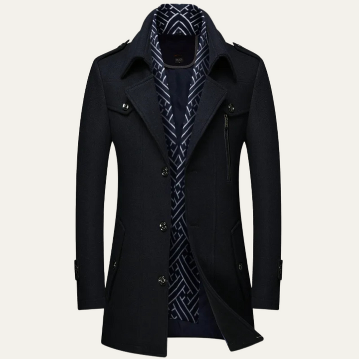 Freja Andersen | Herre stilren dobbeltknappet vinter trenchcoat