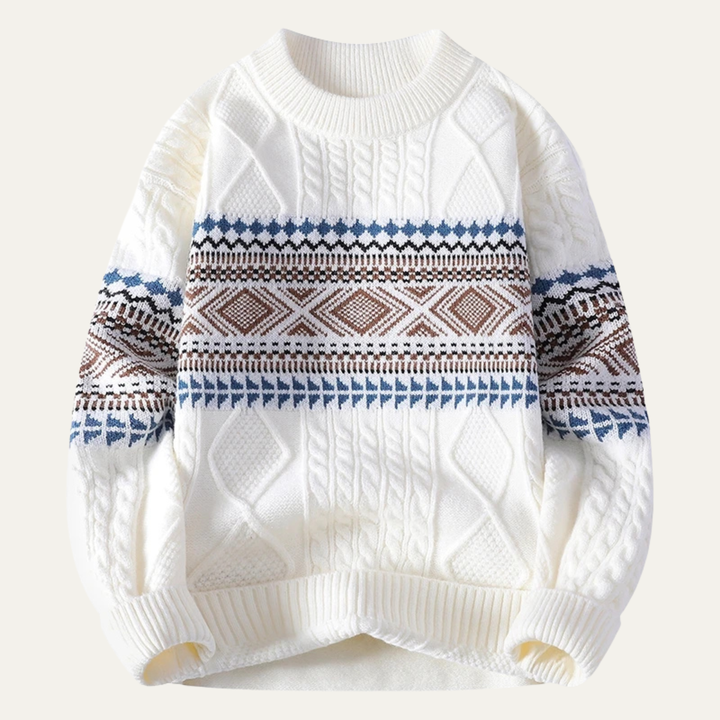 Crestmoor | Herre strik varm rund hals trøje med Nordic Pattern