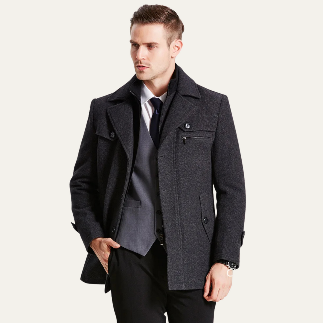 Freja Andersen | Herre uldblanding trenchcoat med quiltet Lining
