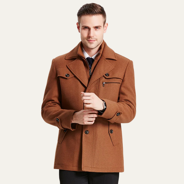 Freja Andersen | Herre uldblanding trenchcoat med quiltet Lining