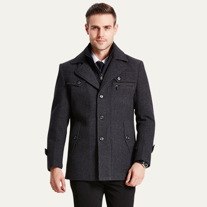 Freja Andersen | Herre uldblanding trenchcoat med quiltet Lining