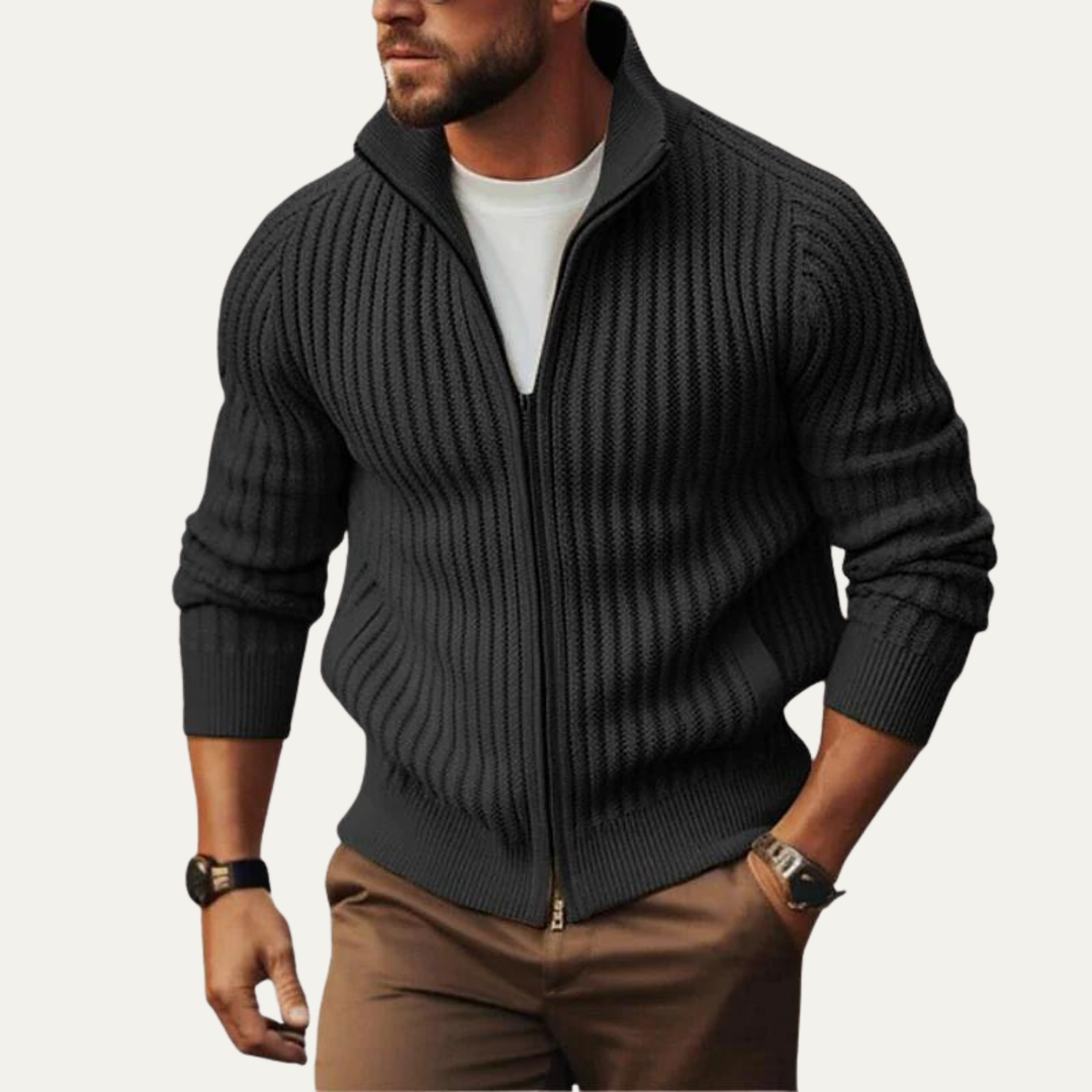 Maplewood Park herre moderne strik varm stående krave Zip Up cardigan