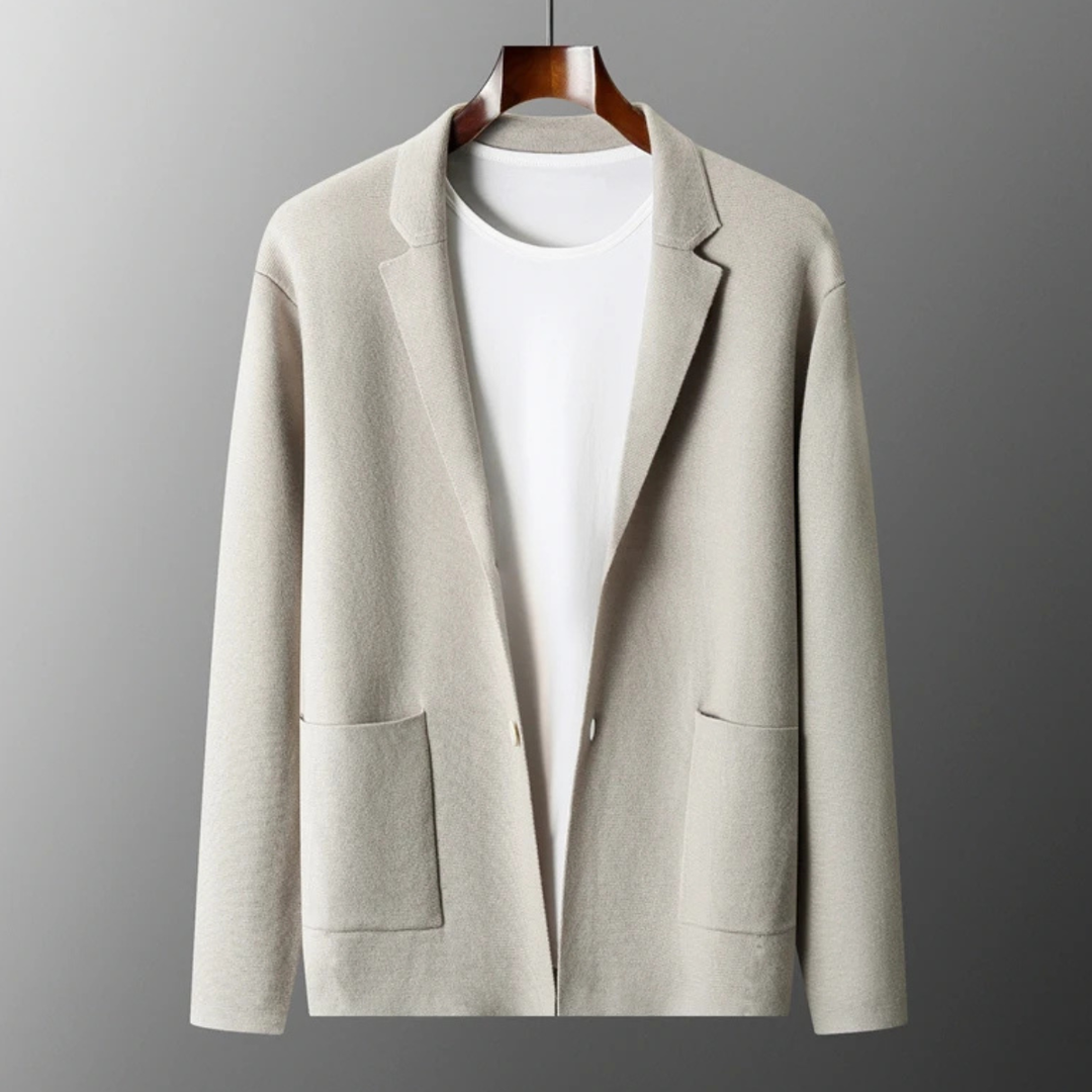 Freja Andersen | Herre blød jakkesæt krave merino uld strik cardigan