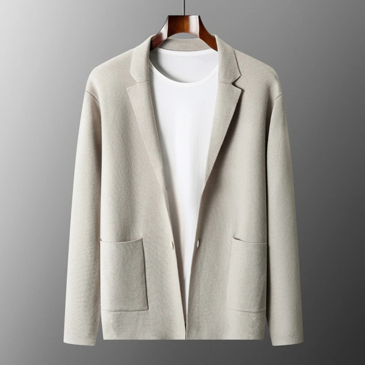 Freja Andersen | Herre blød jakkesæt krave merino uld strik cardigan