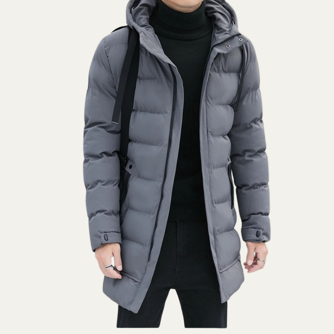 Freja Andersen | Herre Stylish Longline sort puffer frakke