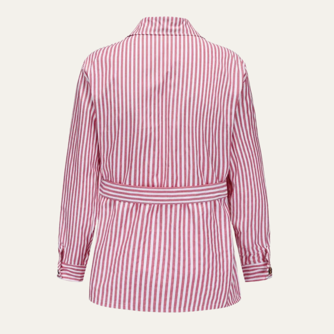 Freja Andersen | Herre Streetwear stribet knap-Down skjorte med lommer