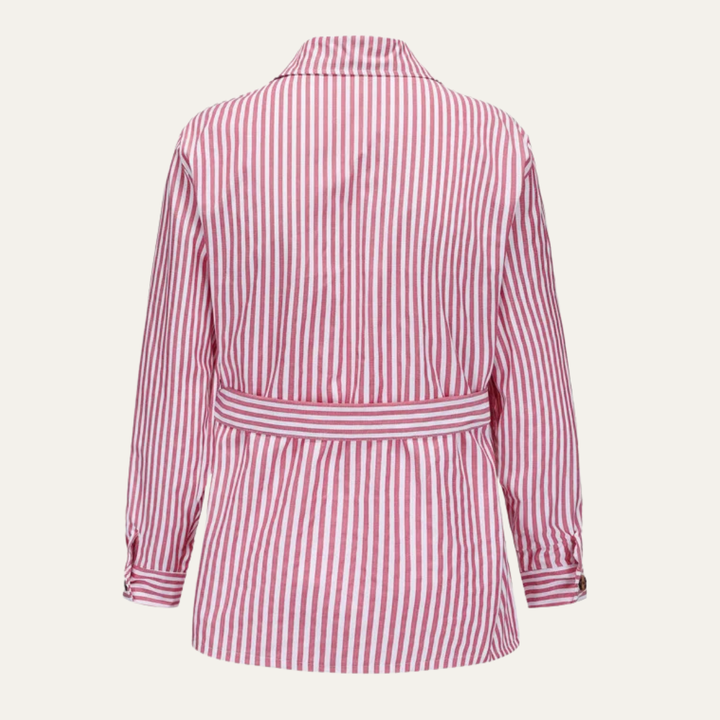 Freja Andersen | Herre Streetwear stribet knap-Down skjorte med lommer