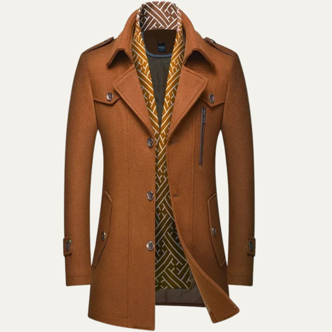 Freja Andersen | Herre uldblanding lang trenchcoat med Lapel krave