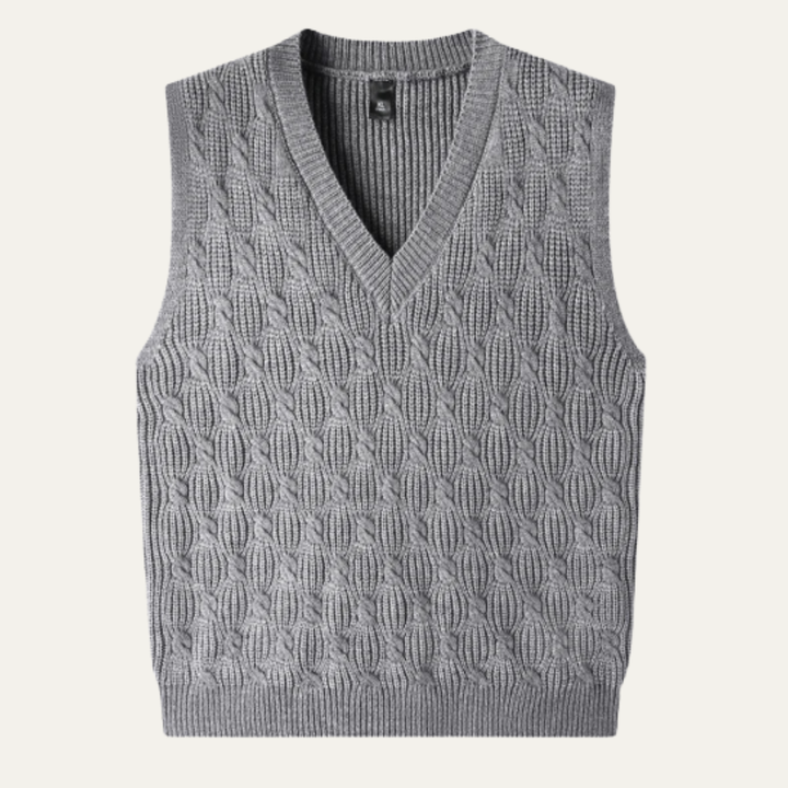 Freja Andersen | Herre varm tekstureret strikket V-hals Vest