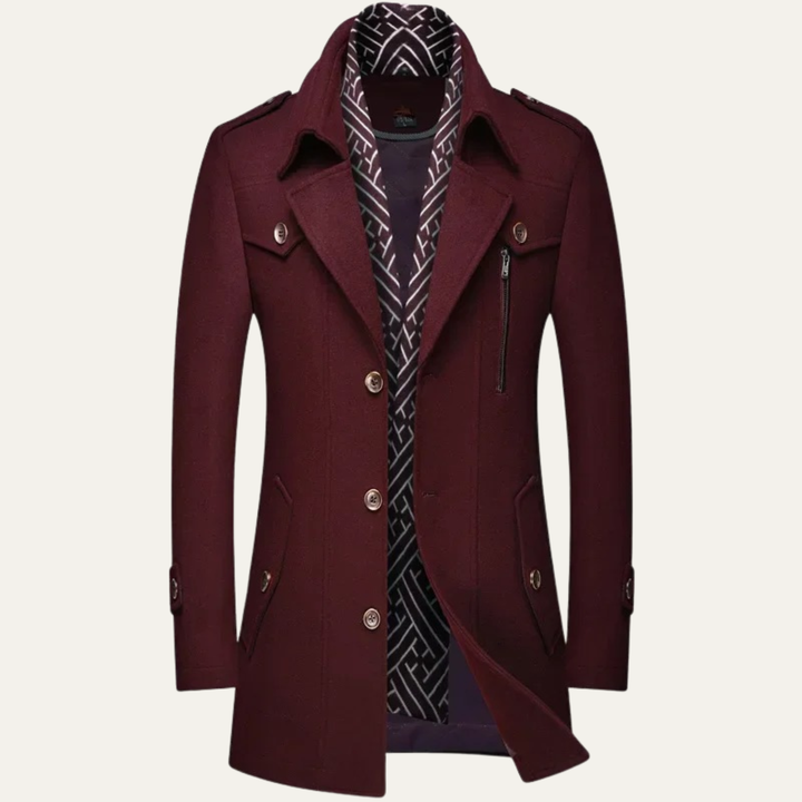 Freja Andersen | Herre uldblanding lang trenchcoat med Lapel krave