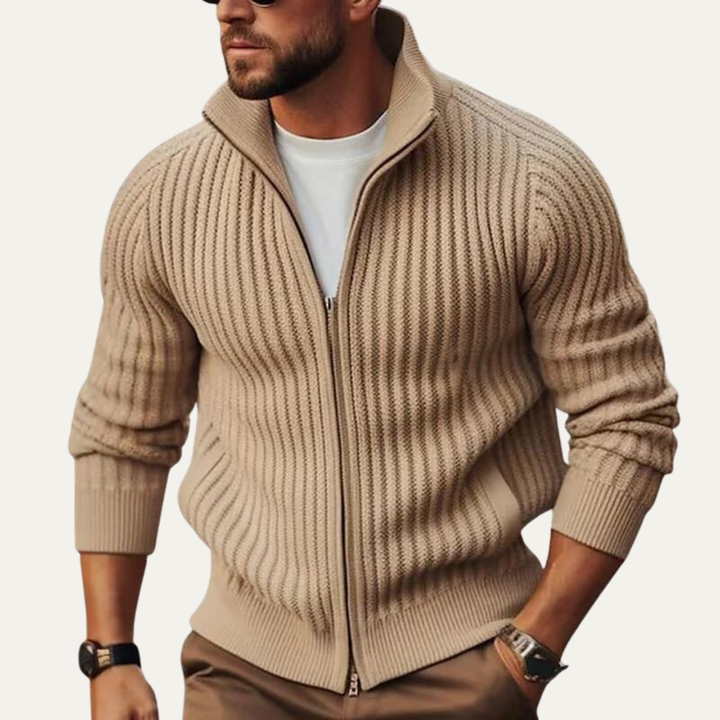 Maplewood Park herre moderne strik varm stående krave Zip Up cardigan