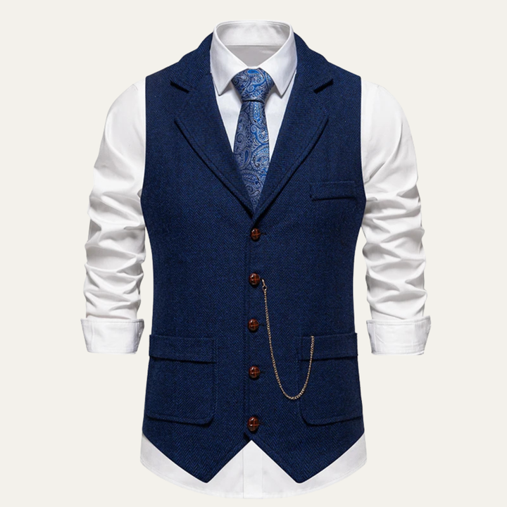 Freja Andersen | Herre tweed Pocket jakkesæt Vest med Chain