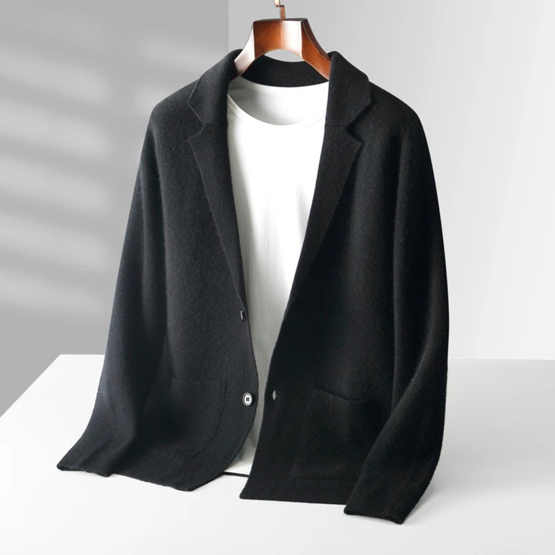 Freja Andersen | Herre blød jakkesæt krave merino uld strik cardigan