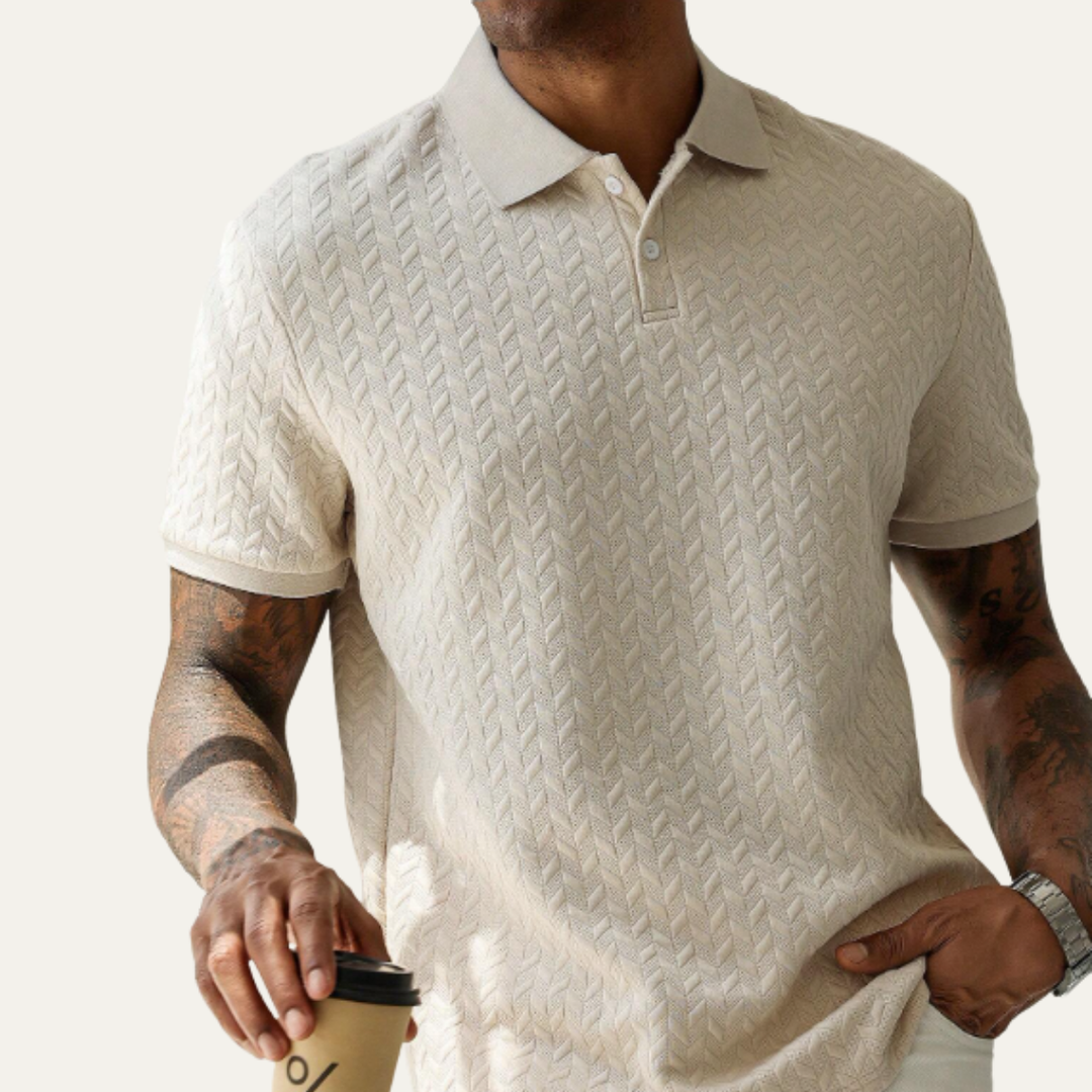 Freja Andersen | Herre afslappet tekstureret sommer poloshirt