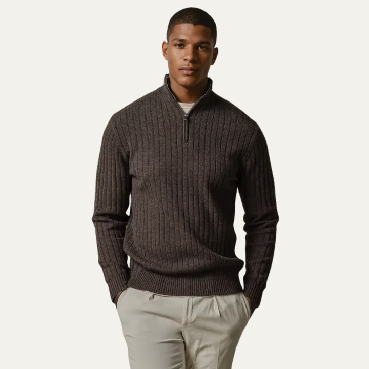Pembroke | Herre Premium strik Ribbed bomuld halv lynlås trøje