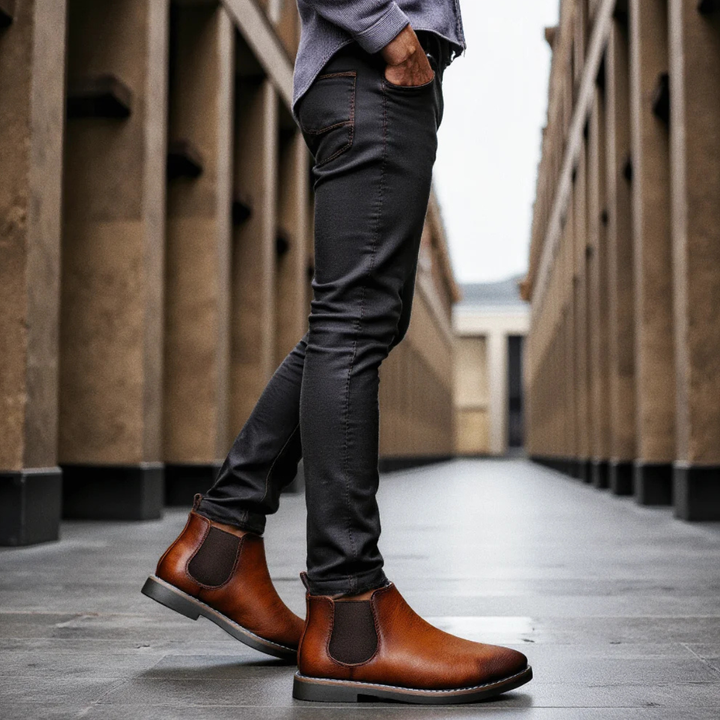Mantova | Herre klassisk Retro Slip On Ankle læder Chelsea-støvler