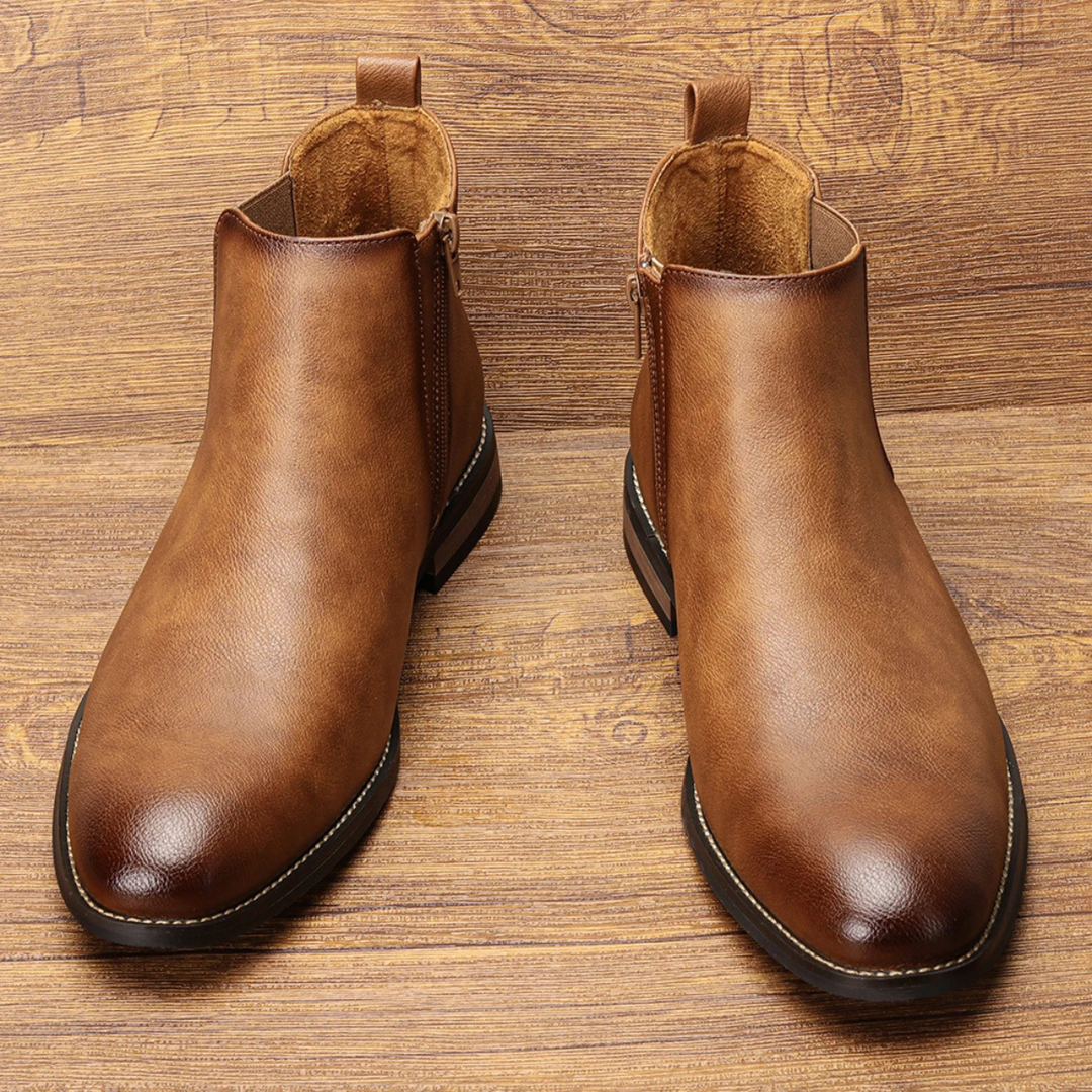 Agrigento | Herre Chelsea læder Ankle støvler med Elastic Side Panels