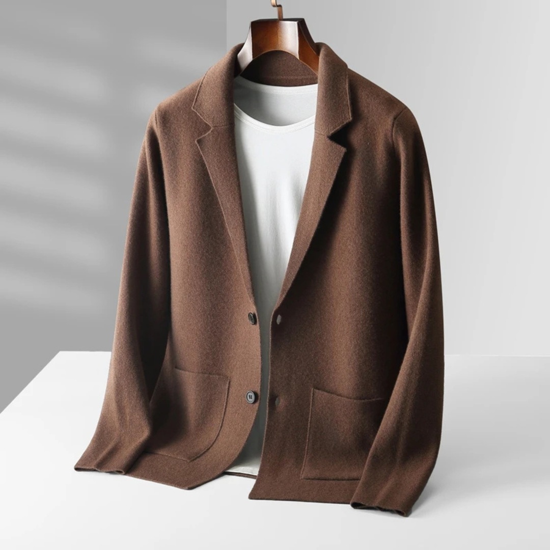 Freja Andersen | Herre blød jakkesæt krave merino uld strik cardigan