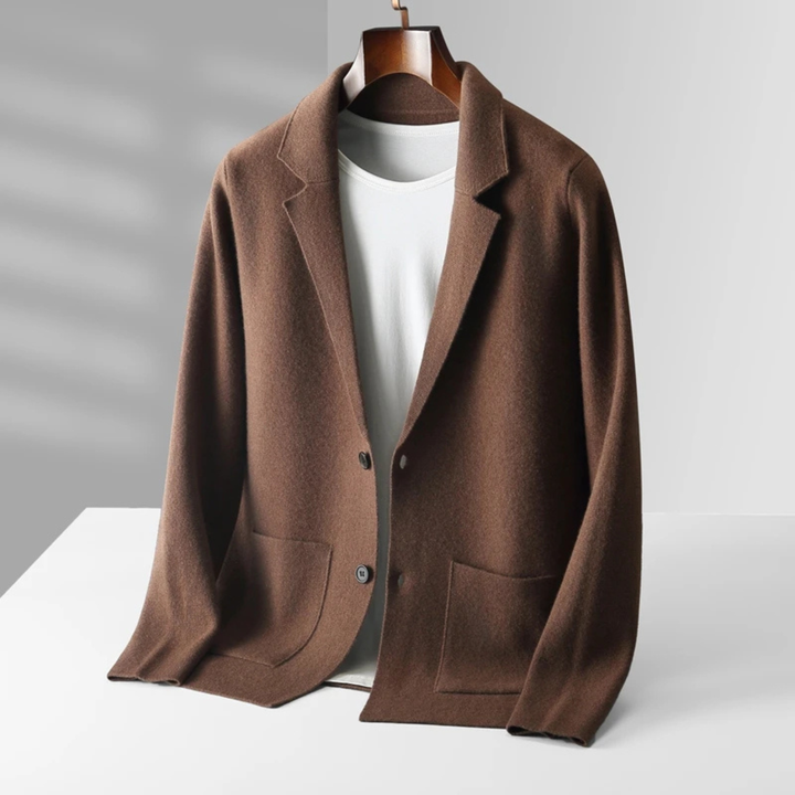 Freja Andersen | Herre blød jakkesæt krave merino uld strik cardigan