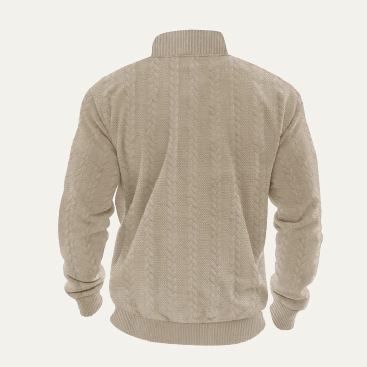 Willowridge | Herre varm Jacquard Pattern halv lynlås strik trøje