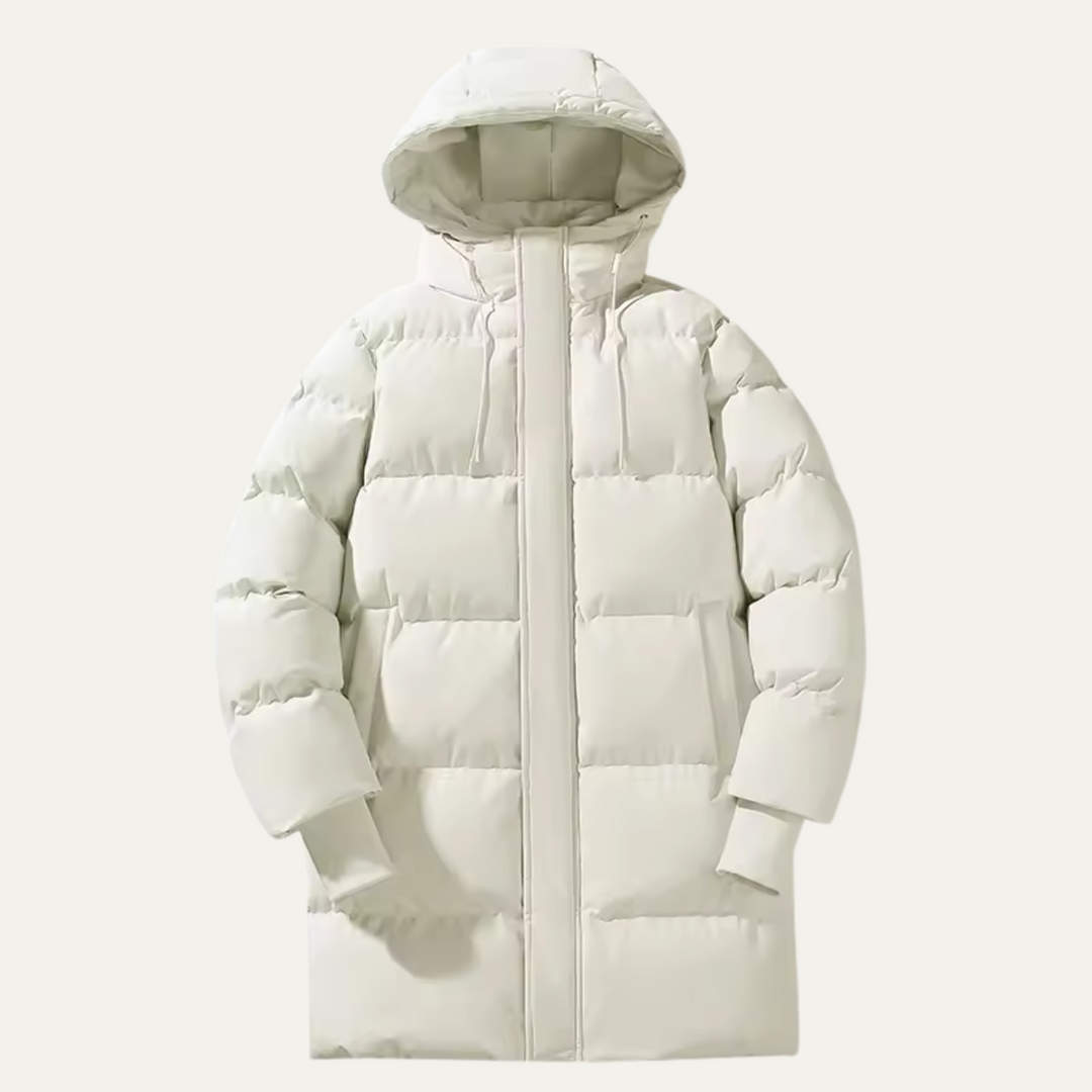 Freja Andersen | Herre med hætte puffer Parka - lang, vandtæt, Padded, Multi-Pocket