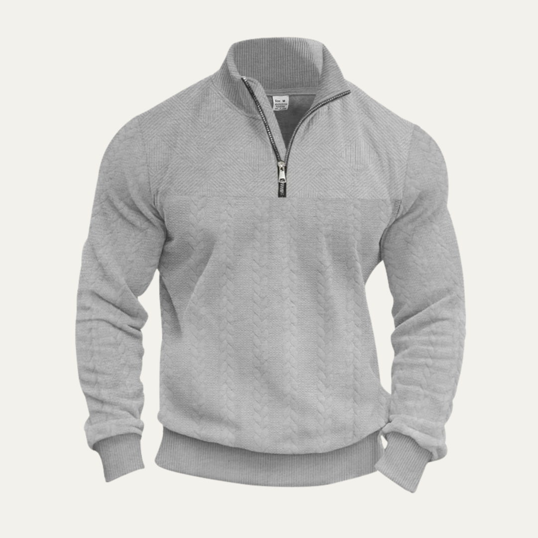 Willowridge | Herre varm Jacquard Pattern halv lynlås strik trøje