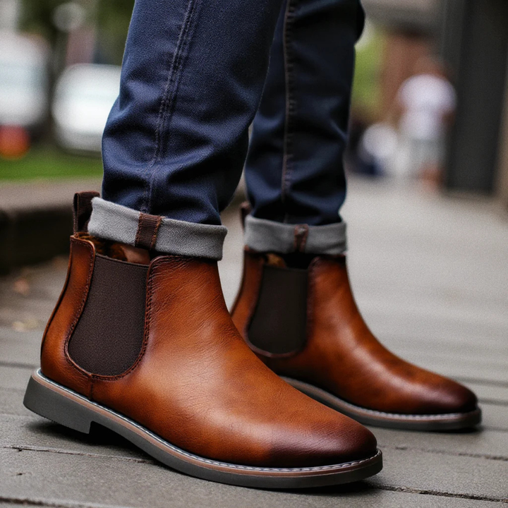 Mantova | Herre klassisk Retro Slip On Ankle læder Chelsea-støvler